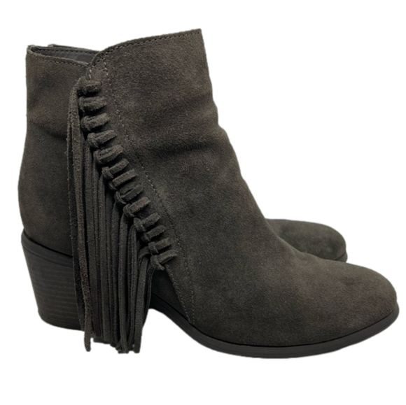 Women’s Reaction Kenneth Cole Gray “Rowdy” Heeled Booties with Fringe Size 7.5 - Picture 7 of 7